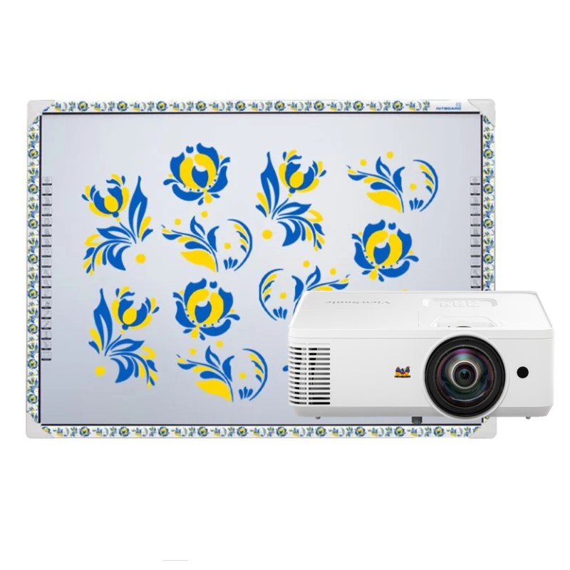 Інтерактивна дошка Intboard UT-TBI82S-UA та короткофокусний проєктор ViewSonic (PS502W)